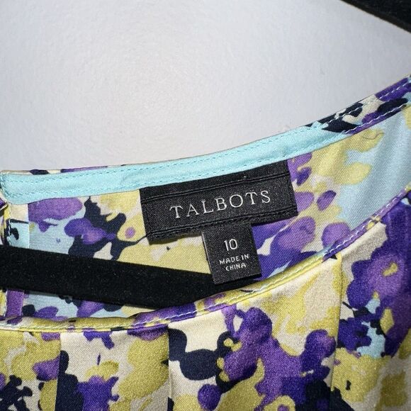 Talbots Women’s 100% Silk Floral Sleeveless Top Blue Multicolor Size 10 - Picture 4 of 5